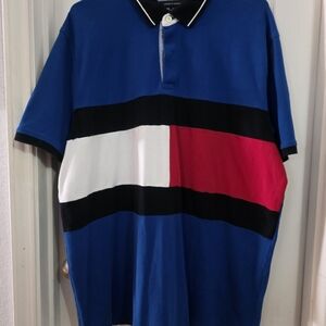 Tommy Hilfiger Colorblock Polo Shirt in Blue, Red, and White
